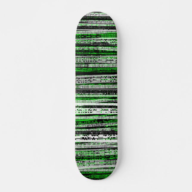 Tech Decay - Black and White on Green Skateboard (Front)