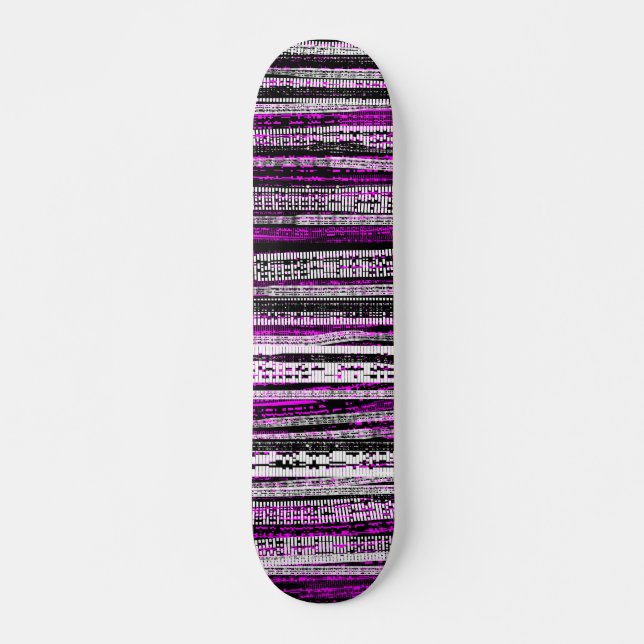 Tech Decay - Black and White on Magenta Skateboard (Front)