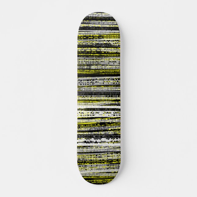 Tech Decay - Black and White on Yellow Skateboard (Front)