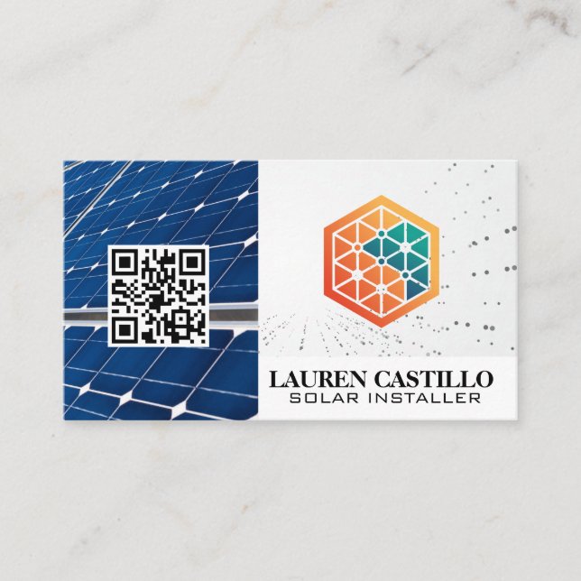 Tech Geometric Logo | Solar Panels Business Card (Front)
