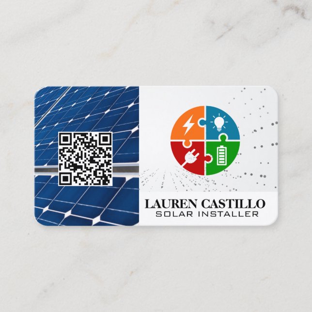 Tech Geometric Logo | Solar Panels Energy Business Card (Front)