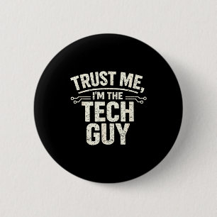 Tech guy funny saying vintage it support 6 cm round badge