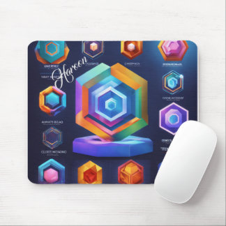 Tech Hexagon Holographic Grid Mouse Pad