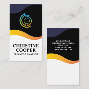 Tech Logo Wave Design Business Card