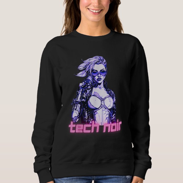 Tech Noir Cyberpunk Girl Sweatshirt (Front)