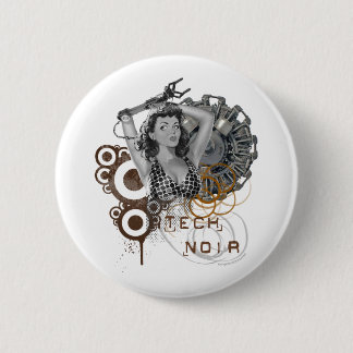 Tech noir pulp steampunk dame 6 cm round badge