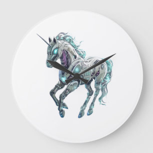 Tech Robot Unicorn Large Clock