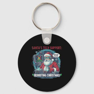 Tech Santa Rebooting s Support Joke Key Ring