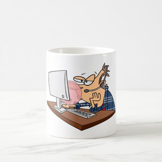 Tech Support Blowing A Bubble Coffee Mug (Creator Uploaded)