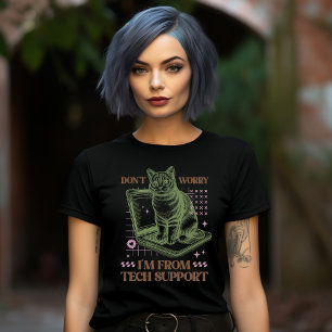 Tech Support Cat Computer T-Shirt