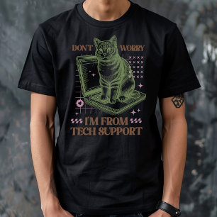 Tech Support Cat Computer  T-Shirt