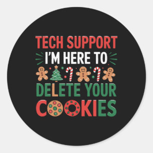 Tech Support Christmas Cookies Women Men Funny Chr Classic Round Sticker