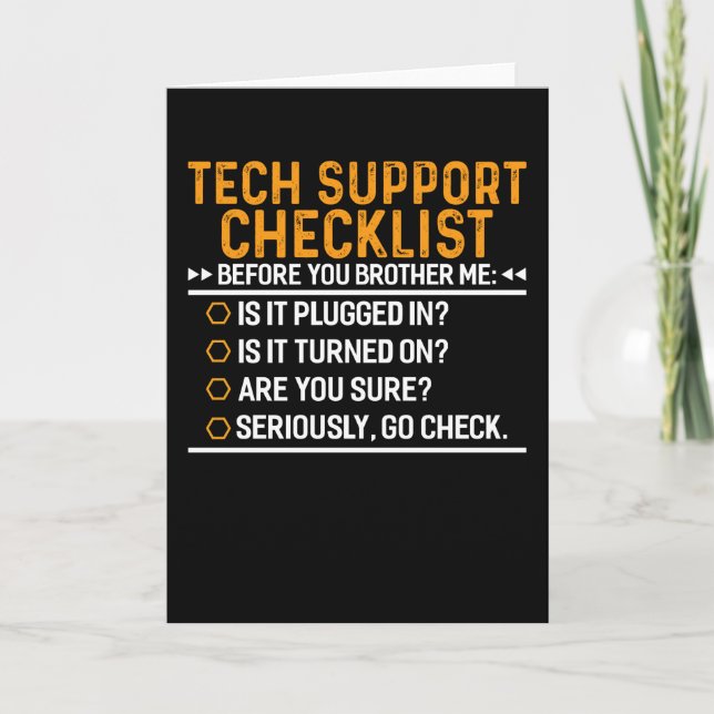 Tech Support Computer Geek Funny Techie Gift Idea Card (Front)