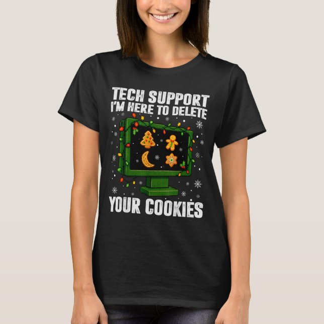 Tech Support Delete Your Cookies Men Ugly Christma T-Shirt (Front)