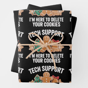Tech Support Here To Delete Cookies Christmas Xmas Wrapping Paper Sheet