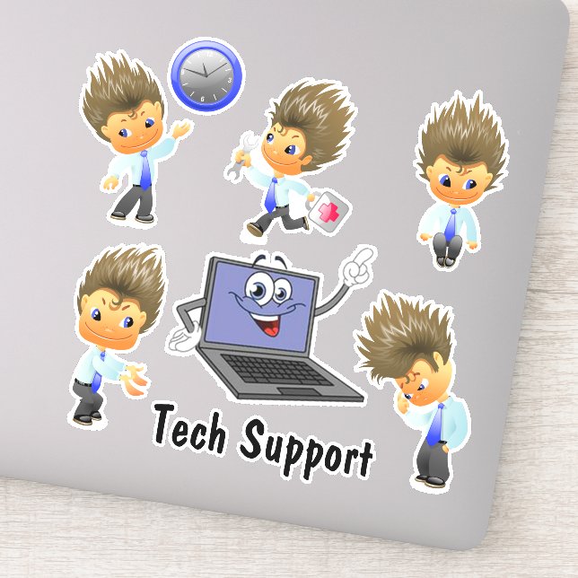 Tech Support Light Hair Custom-Cut Vinyl Sticker (Detail)