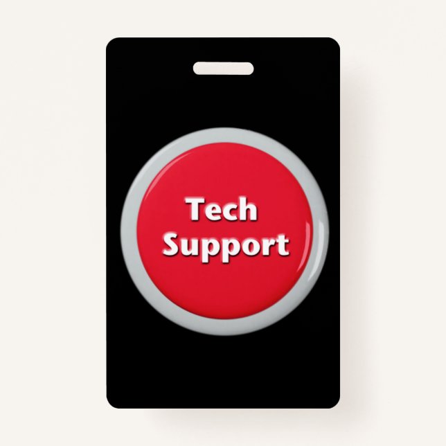 Tech Support Red Panic Button ID Badge (Front)