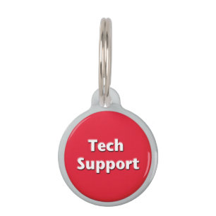 Tech Support Red Panic Button Pet Tag