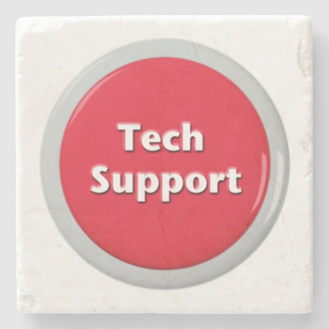 Tech Support Red Panic Button Stone Coaster (Front)