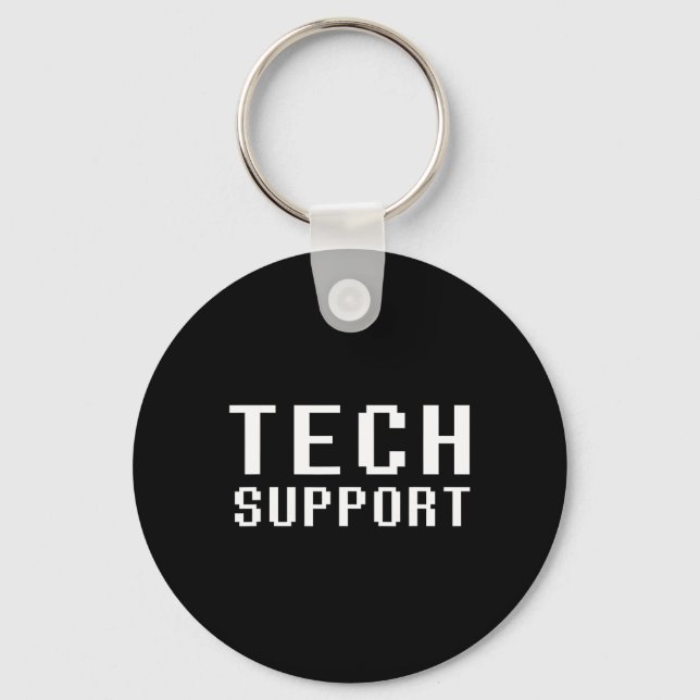 Tech Support Retro Gamer 8-bit Pixel Font Funny Ge Key Ring (Front)