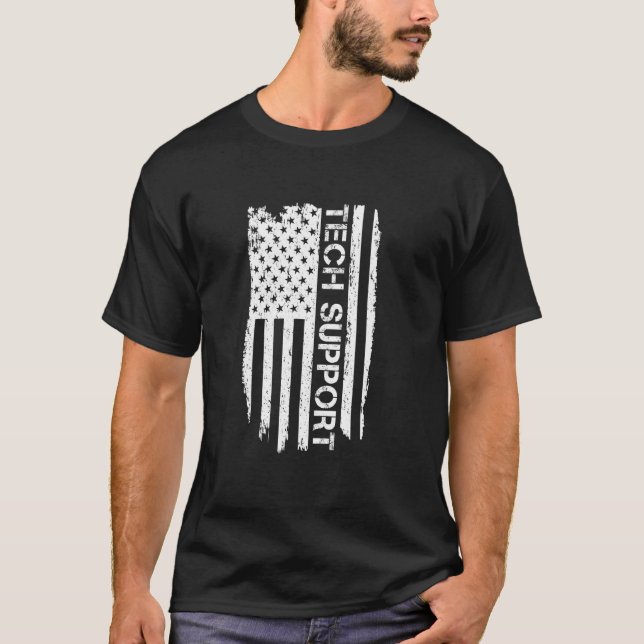 Tech Support Shirt, American Flag Shirts For Men,  (Front)