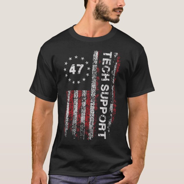 Tech Support Us Flag White House Tech Support D.o. T-Shirt (Front)