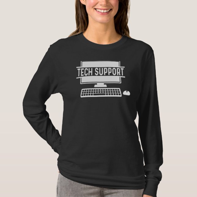 Tech Support With Computer And Mouse T-Shirt (Front)