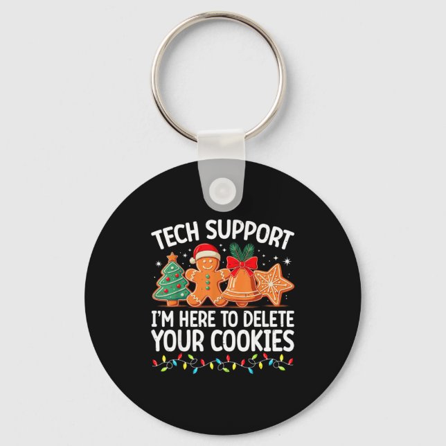 Tech Suprt Christmas Cookies Women Men Funny Chris Key Ring (Front)