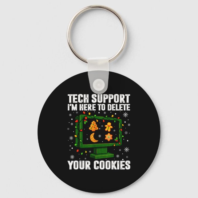 Tech Suprt Delete Your Cookies Men Ugly Christmas  Key Ring (Front)