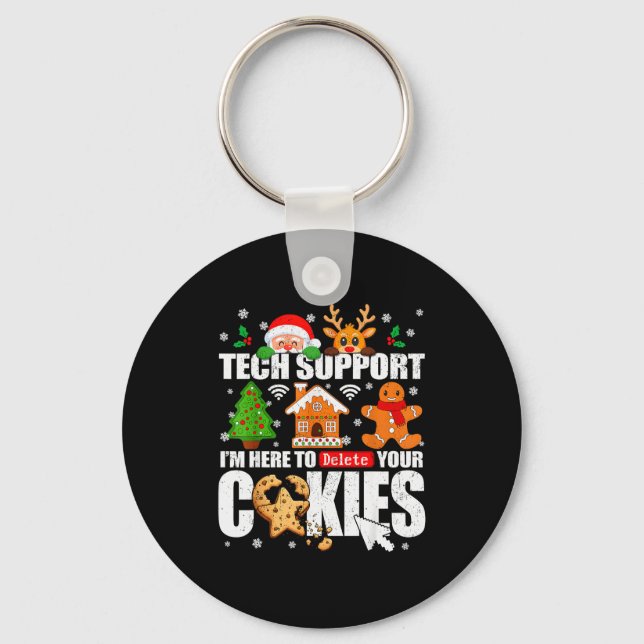 Tech Suprt Delete Your Cookies Men Ugly Christmas  Key Ring (Front)
