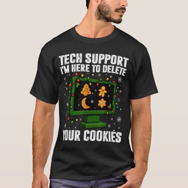 Tech Suprt Delete Your Cookies Men Ugly Christmas  T-Shirt (Front)