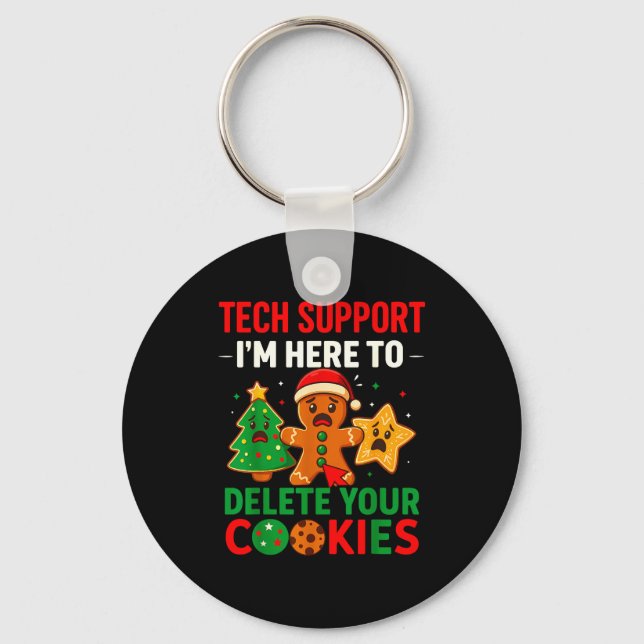 Tech Suprt Here To Delete Cookies Christmas Men Wo Key Ring (Front)