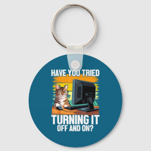 Tech Suprt Humor I Cat Engineer Computer It Guy  Key Ring