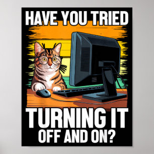 Tech Suprt Humor I Cat Engineer Computer It Guy  Poster