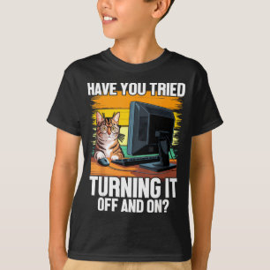 Tech Suprt Humor I Cat Engineer Computer It Guy  T-Shirt