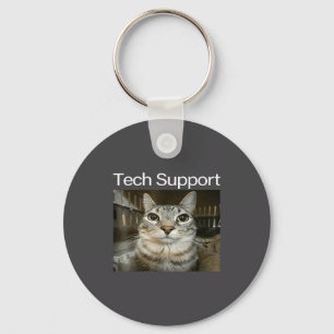 Tech Suprt Silly Staring Cat Meme Gen Alpha Humor  Key Ring