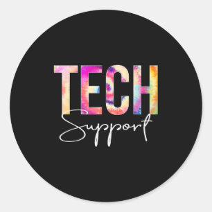 Tech Suprt Tie Dye Back To School Women Appreciati Classic Round Sticker