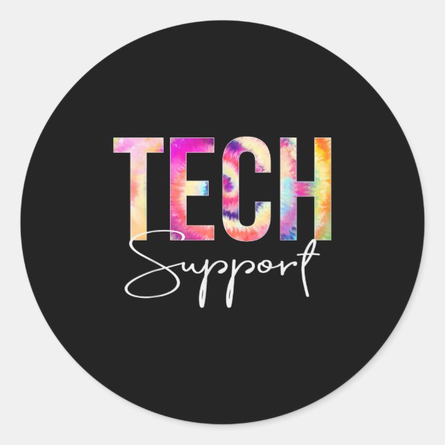Tech Suprt Tie Dye Back To School Women Appreciati Classic Round Sticker (Front)