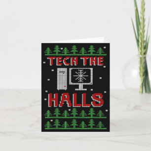 Tech The Halls Ugly Computer Geek Festive Christma Card