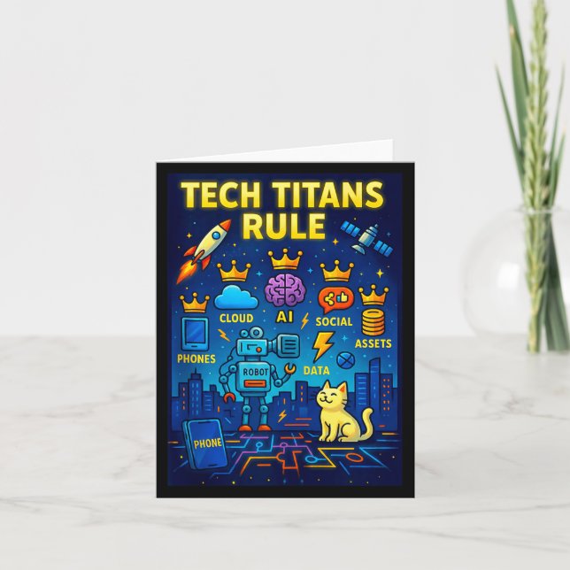 Tech Titans Rule Funny Big Technology Satire Wer G Card (Front)