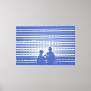 Tech White&Blue Halftone Effect Couple on Beach Canvas Print