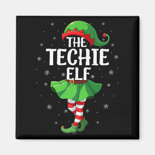 Techie Elf Christmas Girls Women Elf Squad Xmas Fa Magnet