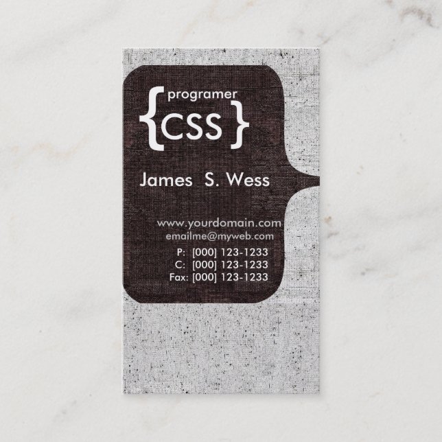 Techie Modern CSS  Computer Software Developer Business Card (Front)