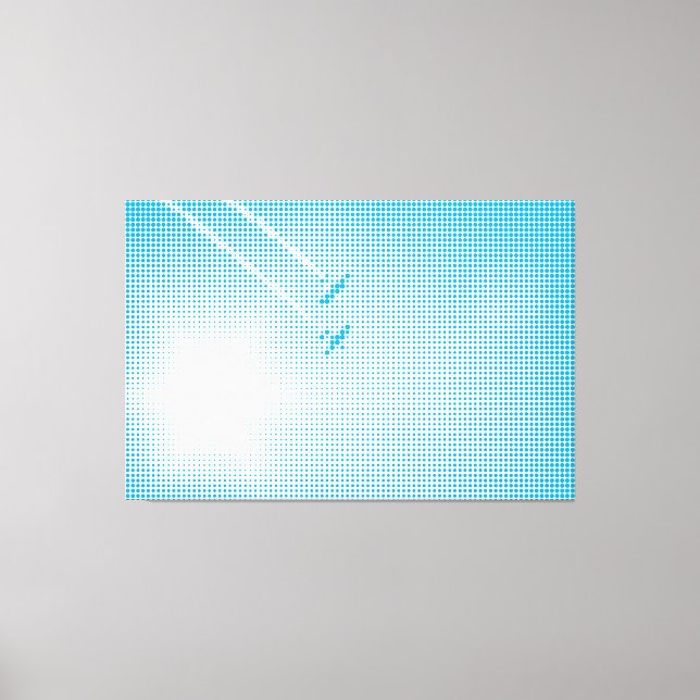 Technical Cyan Halftone Effect Planes in the Sky Canvas Print (Front)