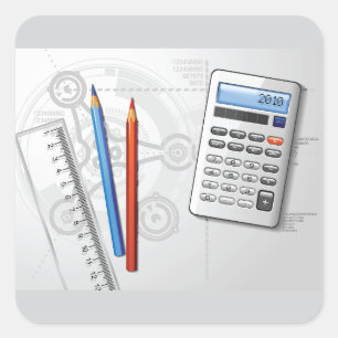 Technical Drawing Office Supplies Square Sticker