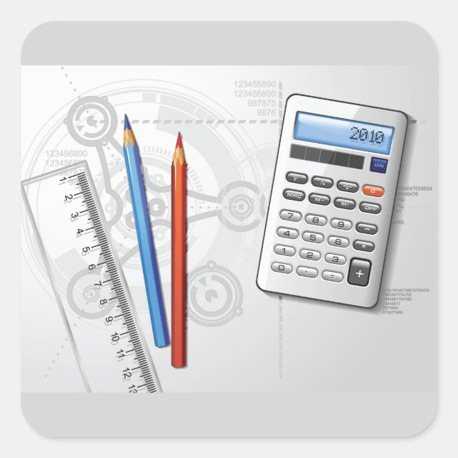 Technical Drawing Office Supplies Square Sticker (Front)