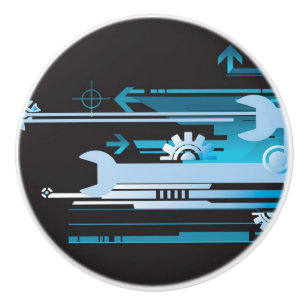 Technical halftone background 3 ceramic knob