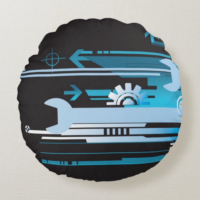 Technical halftone background 3 round cushion (Front)