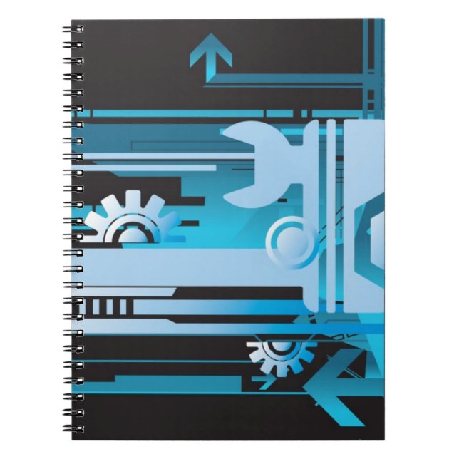 Technical halftone background 3 spiral notebook (Front)