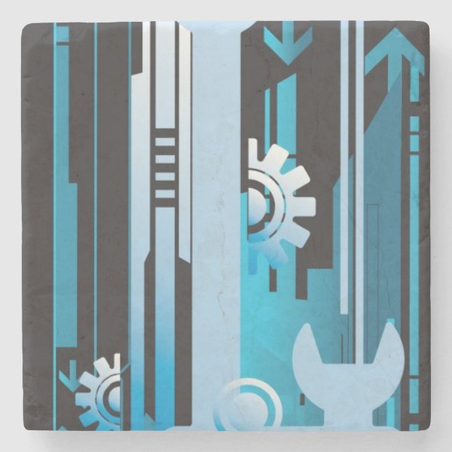 Technical halftone background 3 stone coaster (Front)